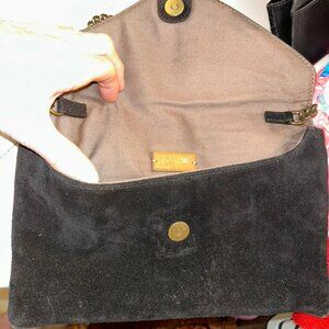 j. crew 100% Genuine leather blk suede convertible shoulder clutch bag envelope